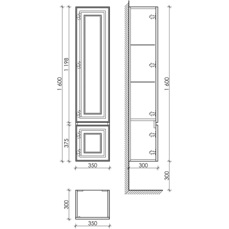 шкаф пенал sancos very 35 l pvr35lw подвесной bianco