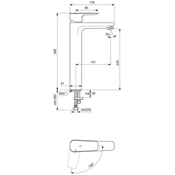 смеситель для раковины ideal standard ceraplan iii slim bc571aa