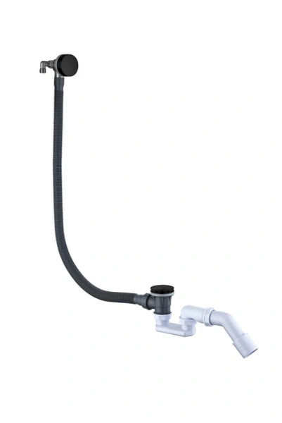 Слив-перелив для ванны Boheme 631-SGM 50 мм, клик-клак, shine gun metal, с сифоном