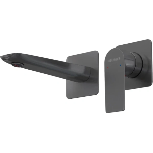 смеситель для раковины berges ventas s 076014 встраиваемый, оружейная сталь матовый