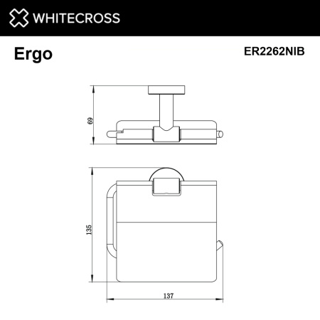 держатель туалетной бумаги whitecross ergo er2262nib с крышкой, брашированный никель