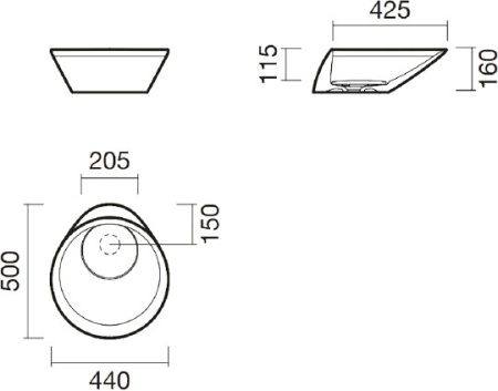 раковина накладная sanitana orbit 44 см, s10013050400000