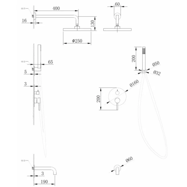 душевой комплект abber kreis af8117g 250 мм, со смесителем, золотой матовый душевой комплект abber kreis af8117g 250 мм, со смесителем, золотой матовый