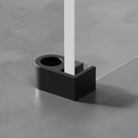 душевая стенка am.pm x-joy w94wi-90-f1-bte, 90 см, со свободным входом, профиль черный матовый, стекло прозрачное