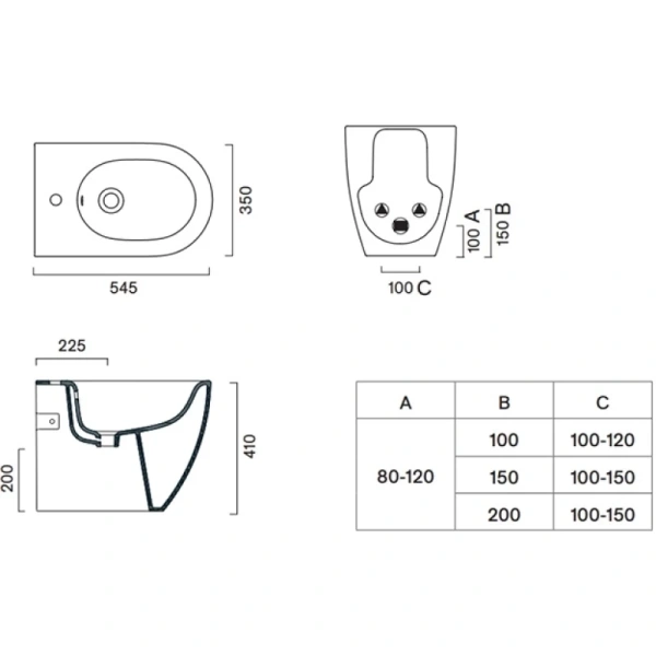 биде напольное catalano sfera 0519551001 белый глянец