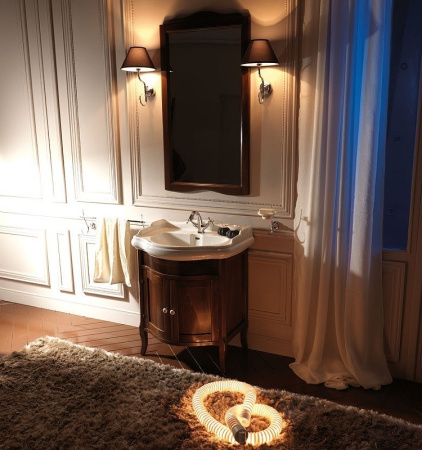 тумба под раковину kerasan retro 7351, 69см, с закругленым фасадом, цвет: noce (орех), ручки: керамика