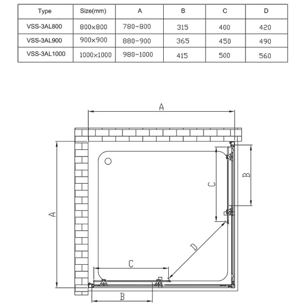 душевой уголок vincea alpha 90×90 vss-3al900clgm профиль вороненая сталь, стекло прозрачное