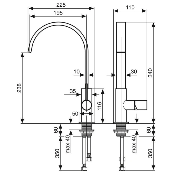 смеситель для кухни emmevi minu 83007/cr хром