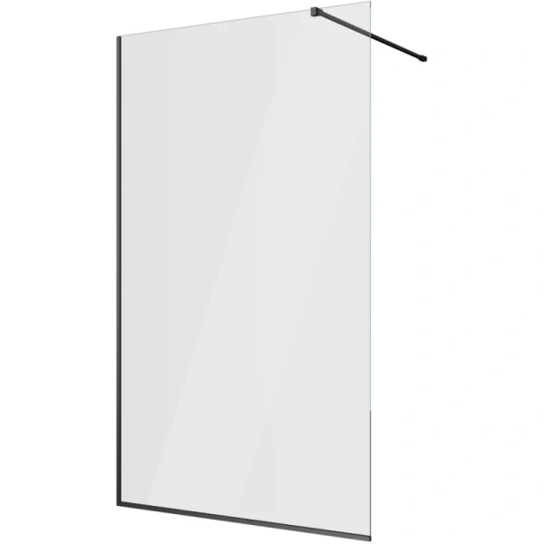 душевая перегородка berges sky black 064006 120 см, профиль черный матовый, стекло прозрачное