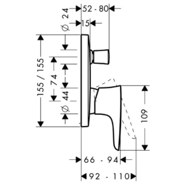 смеситель для ванны hansgrohe puravida 15445400