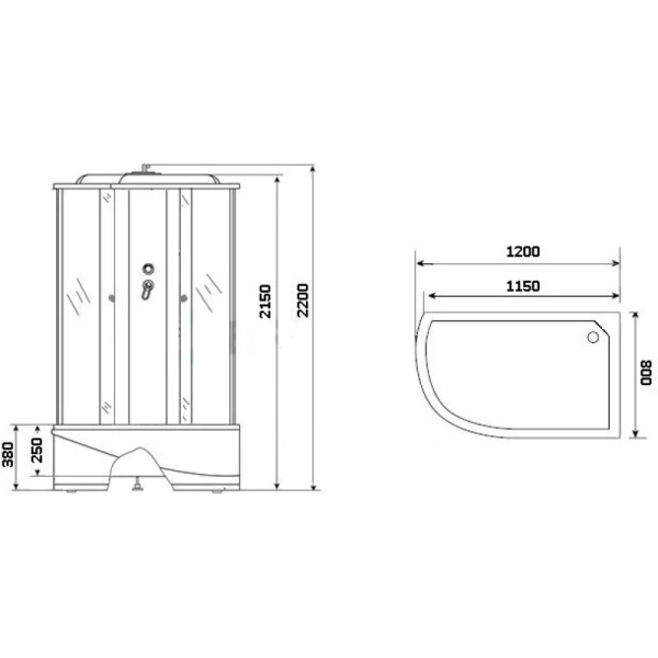 душевая кабина niagara luxe 120x80 ng-7712wr с гидромассажем
