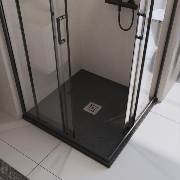 душевой поддон из искусственного камня belbagno uno 90x90 tray-mr-uno-a-90-35-nero-cr черный матовый