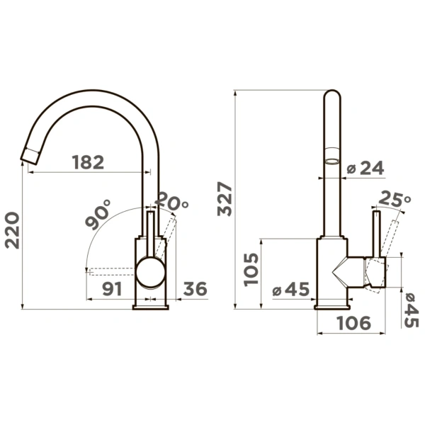 смеситель omoikiri shinagawa-p 4974108 для кухни, белый