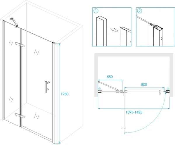 душевая дверь в нишу rgw passage pa-07b l 41080714-84l 140х195, профиль черный, l
