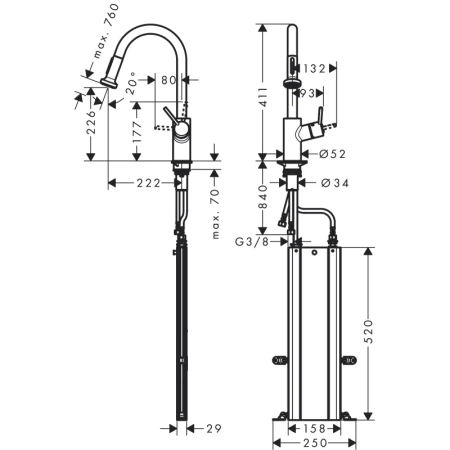 смеситель для кухни hansgrohe talis m52 73863000