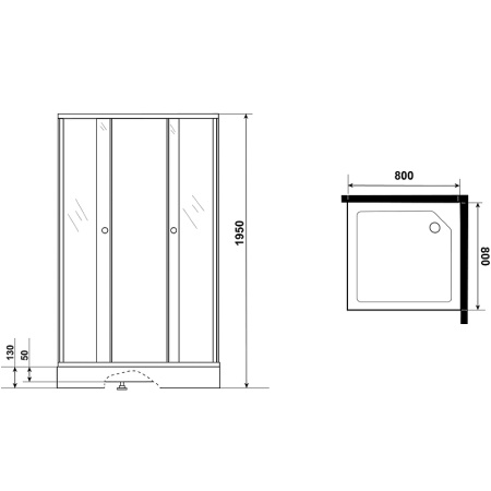 душевой уголок niagara eco 80×80 ng-008-14q black профиль черный, стекло с рисунком