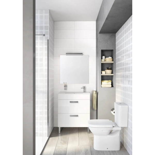 тумба с раковиной белый глянец 60,5 см roca debba zru9302708 + 32799h00y