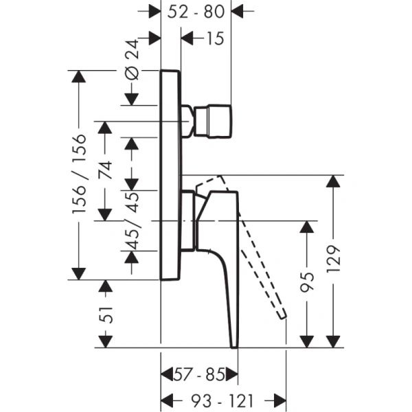 смеситель для ванны hansgrohe metropol 32545340