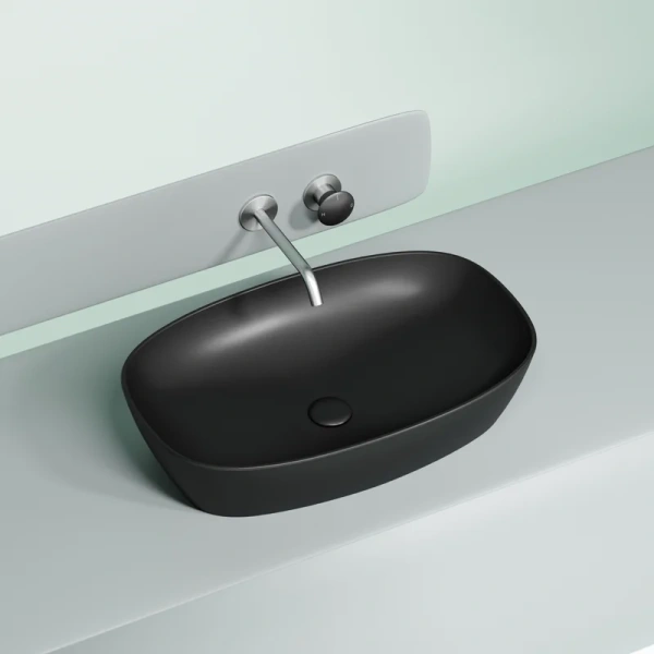 раковина ceramicanova element cn6049mb накладная, 60x38 см, черная матовая