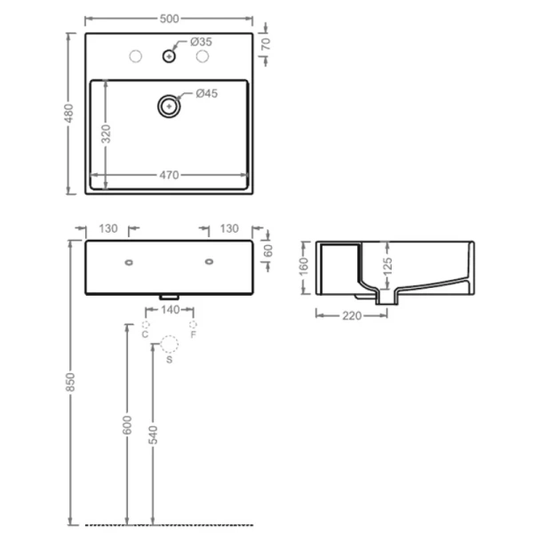 раковина накладная 50 см artceram quadro qul002 01 86, белая, декор cementina