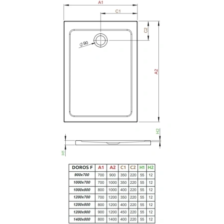 душевой поддон 120×70 см radaway doros f stone anthracite sdrf1270-01-64s