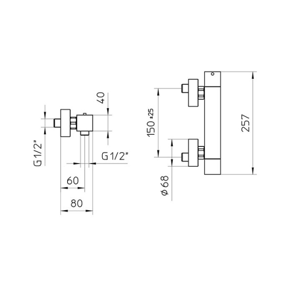 tермостат для душа bossini cube z004103.021, цвет: золото