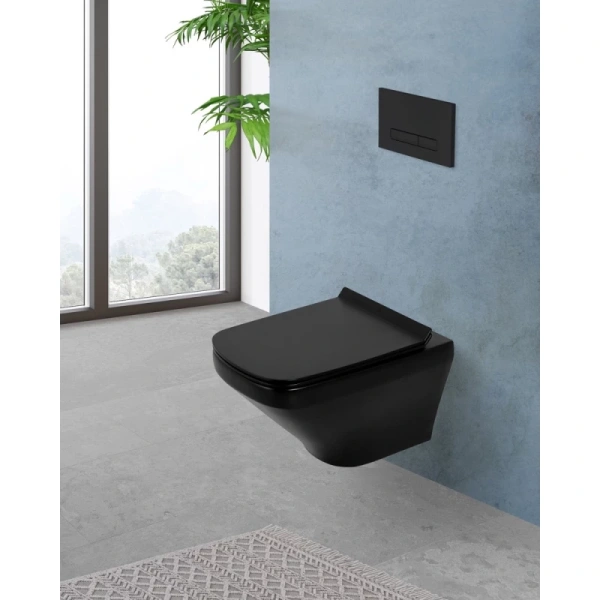 унитаз подвесной belbagno sela bb3201chr-mb безободковый, без сиденья, черный матовый