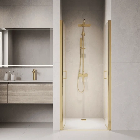 душевая дверь в нишу rgw passage pa-104-gb 100 см, профиль золотой, стекло прозрачное