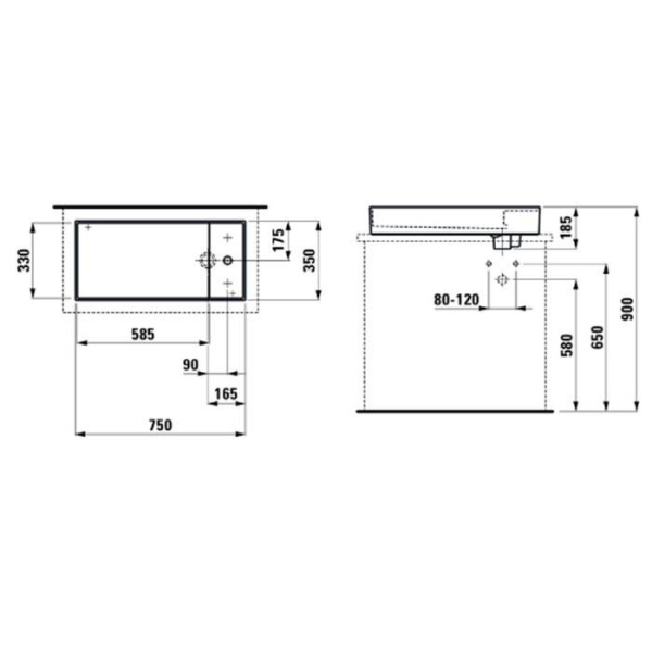 накладная раковина в ванную 75 см laufen kartell 8.1233.2.757.112.1