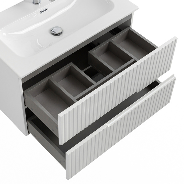 тумба под раковину cezares duet-n 80 duet-n-800-2c-so-bl подвесная bianco lucido