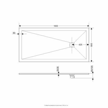 душевой поддон из искусственного камня rgw stt st-0168g 80x160x2,5 серый