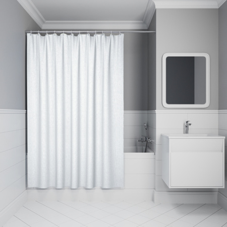 Штора для ванной, 200х180 см IDDIS DL01P18i11, Полиэстер, белый