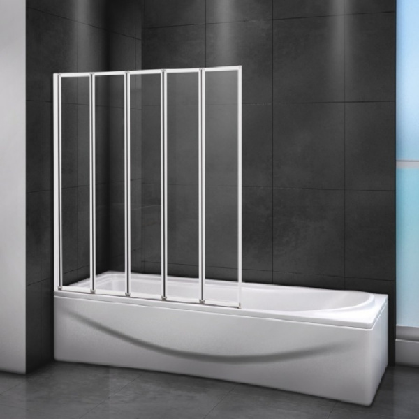 шторка на ванну cezares relax 120 relax-v-5-120/140-c-bi профиль серый стекло прозрачное