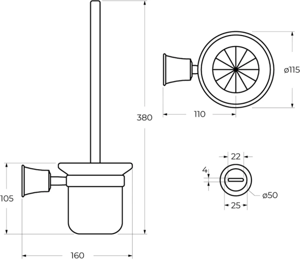 Ёршик для унитаза Cezares Liberty CZR-F-8990 Хром