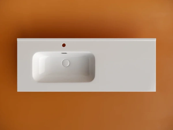 раковина накладная мебельная ceramicanova element прямоугольная 121 см с чашей слева с отверстием под смеситель цвет белый cn7006l