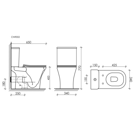 бачок для унитаза ceramicanova alfa cn9002-t, двойной смыв 3/6л