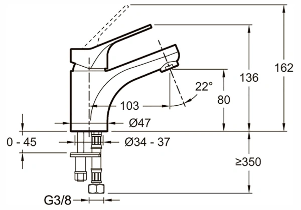смеситель для раковины jacob delafon brive e75762-4-cp, хром