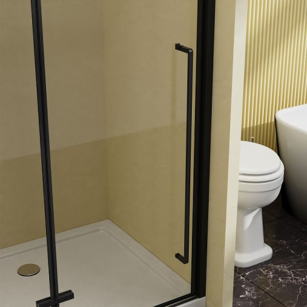 душевая дверь vincea slim-n 90 vdph-5sn900clb профиль черный, стекло прозрачное