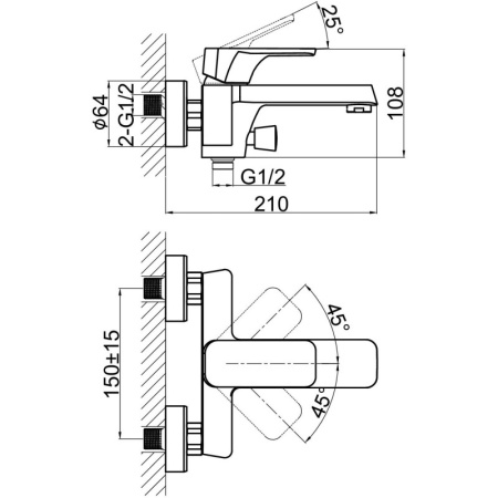 смеситель для ванны с душем d&k berlin touro da1433203 золото