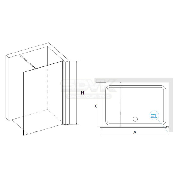 душевая перегородка rgw walk in wa-02 120 41100212-41 профиль хром, стекло фактурное
