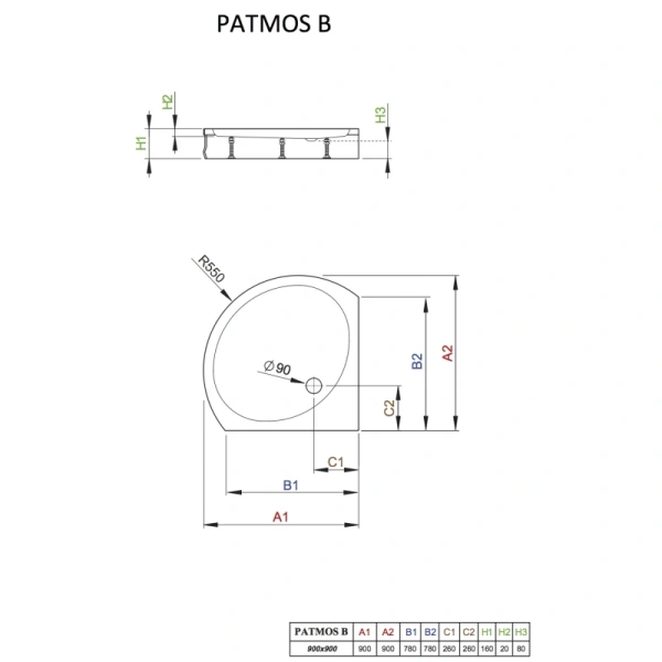 душевой поддон 90×90 см radaway patmos b 4t99155-03