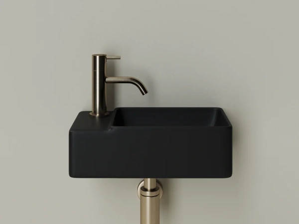 раковина ceramicanova element cn5046mb подвесная, чаша справа, 39.5x22 см, черная матовая