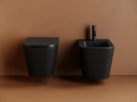 биде ceramicanova union cn4010mb подвесное, черное матовое