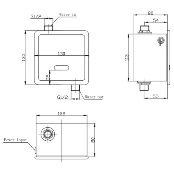 клавиша смыва artceram urinal overview 801.000.71 для писсуара, шгв 130*80*130, цвет-хром