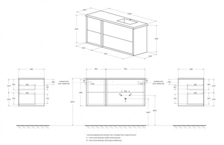 столешница под раковину cezares bellagio 106 50186, цвет bianco