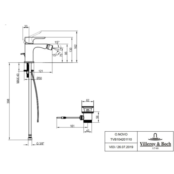 смеситель для биде с донным клапаном villeroy & boch o.novo tvb10420111061 смеситель для биде с донным клапаном villeroy & boch o.novo tvb10420111061