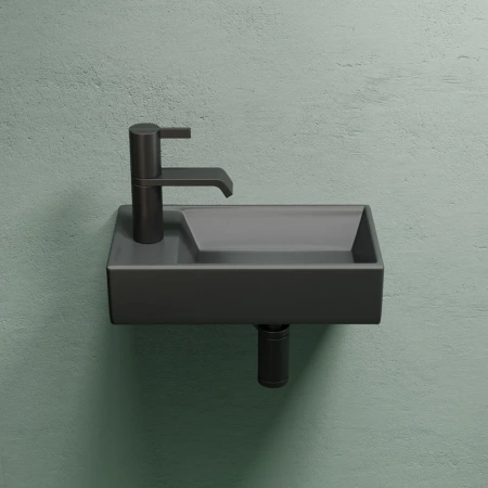 раковина ceramicanova element cn6051rmdh подвесная, чаша справа, 41.7х21.7 см, темный антрацит матовый