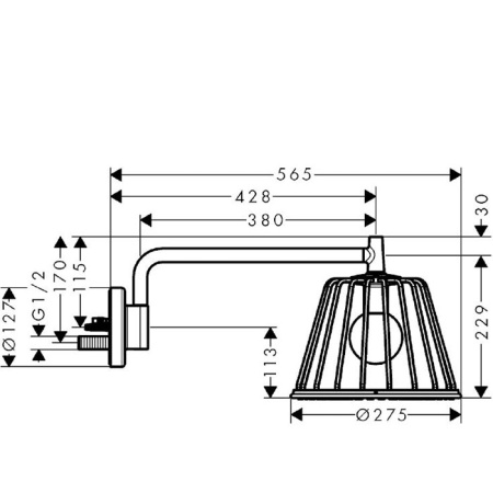 верхний душ axor lampshower 26031000 хром