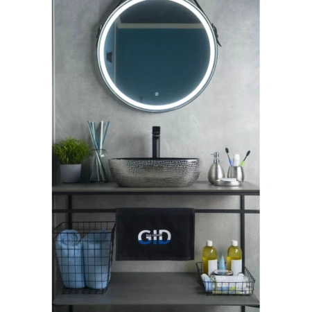 раковина в ванную накладная 46 см ceramalux d1333h020 черный, серебро