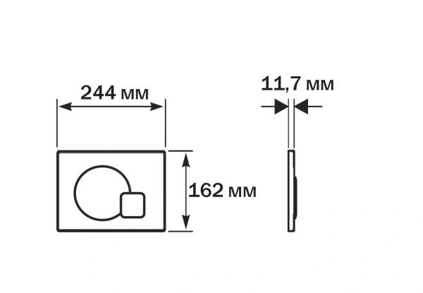 кнопка смыва для инсталляции aquatek kdi-0000070 для унитаза, абс-пластик, цвет матовая оружейная сталь